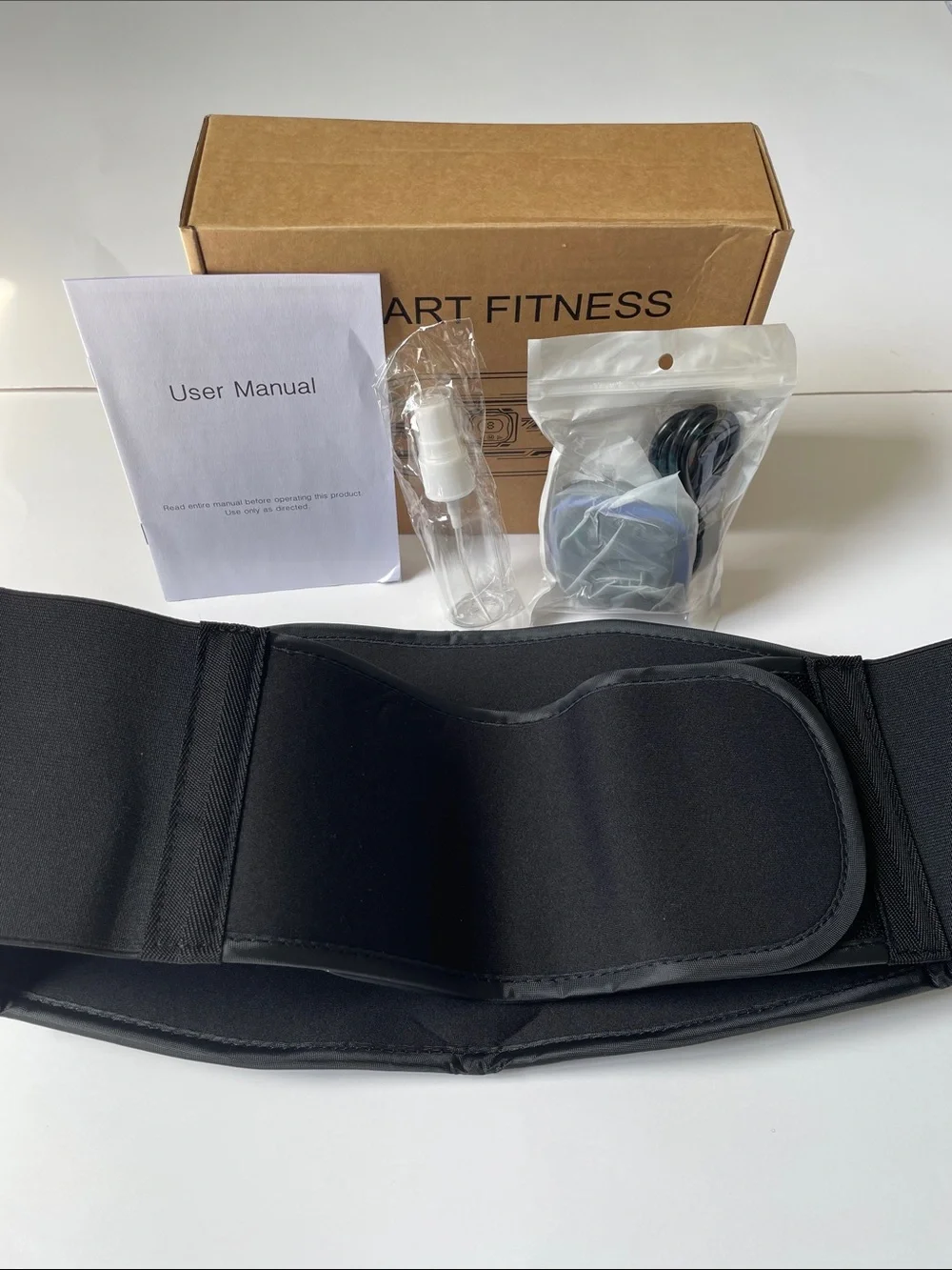 NIB Smart Fit Black and Blue Abdominal Toning Belt with Electro Pads